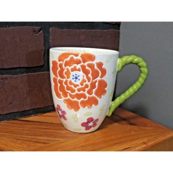 Dutch Wax Coastline Imports Hand Painted Ceramic Coffee Cup Mug Floral Design - Picture 8 of 9